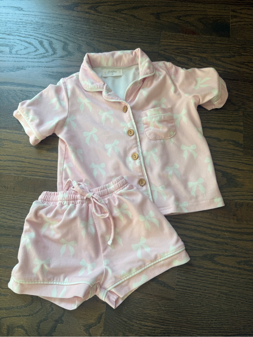 SweetHoney Pink Bow-Print Short Pajama Set